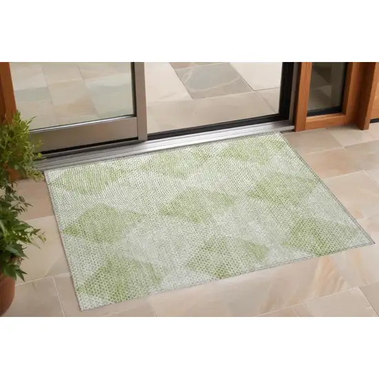 3' X 4' Mint Green Geometric Washable Non Skid Indoor Outdoor Area Rug Photo 1