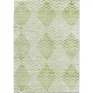 Photo of 3' X 4' Mint Green Geometric Washable Non Skid Indoor Outdoor Area Rug