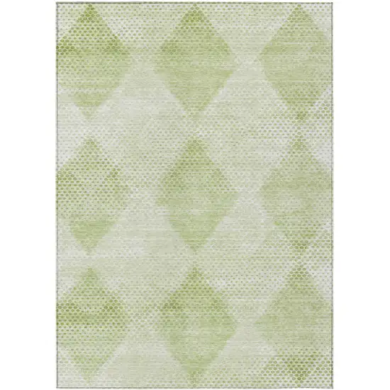 3' X 5' Mint Green Geometric Washable Non Skid Indoor Outdoor Area Rug Photo 2