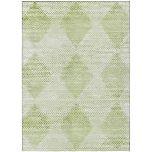 Photo of 3' X 5' Mint Green Geometric Washable Non Skid Indoor Outdoor Area Rug