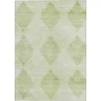 Photo of 3' X 5' Mint Green Geometric Washable Non Skid Indoor Outdoor Area Rug