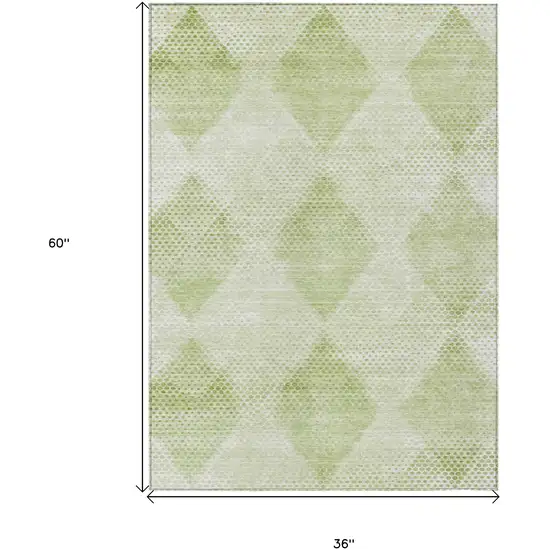 3' X 5' Mint Green Geometric Washable Non Skid Indoor Outdoor Area Rug Photo 3