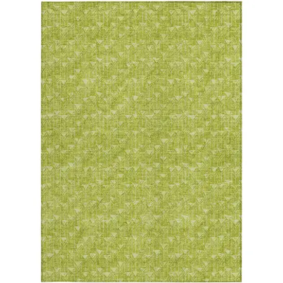 3' X 4' Moss Green Geometric Washable Non Skid Indoor Outdoor Area Rug Photo 7