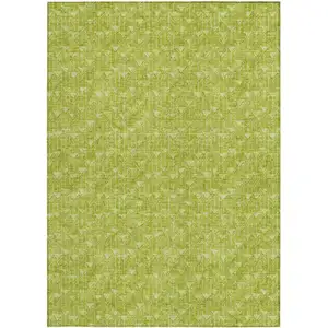 Photo of 3' X 4' Moss Green Geometric Washable Non Skid Indoor Outdoor Area Rug