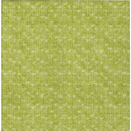 3' X 4' Moss Green Geometric Washable Non Skid Indoor Outdoor Area Rug Photo 6