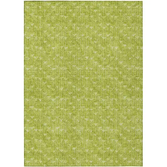 3' X 4' Moss Green Geometric Washable Non Skid Indoor Outdoor Area Rug Photo 2