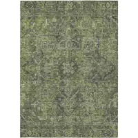 Photo of 3' X 5' Moss Green and Gray Oriental Washable Non Skid Indoor Outdoor Area Rug