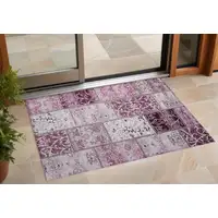 Photo of 3' X 4' Mountbatten Pink Patchwork Washable Non Skid Indoor Outdoor Area Rug