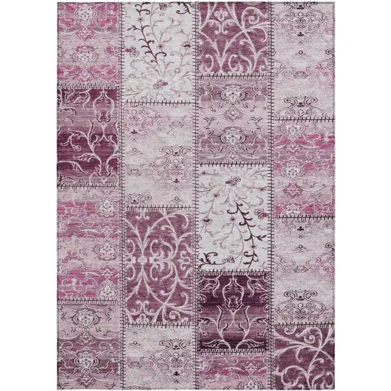 3' X 4' Mountbatten Pink Patchwork Washable Non Skid Indoor Outdoor Area Rug Photo 5