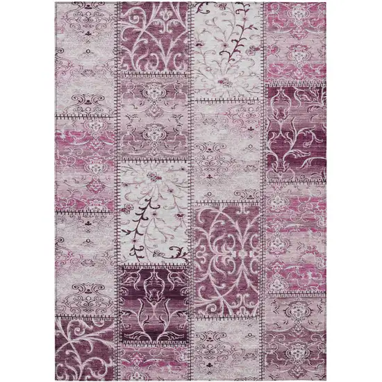 3' X 4' Mountbatten Pink Patchwork Washable Non Skid Indoor Outdoor Area Rug Photo 2