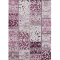 Photo of 3' X 5' Mountbatten Pink Patchwork Washable Non Skid Indoor Outdoor Area Rug