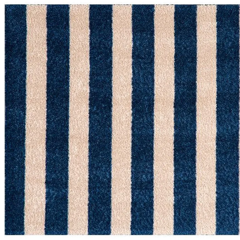 2' X 3' Navy And Sand Striped Tufted Washable Non Skid Area Rug Photo 4