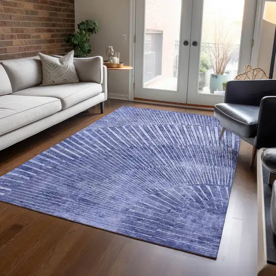 3' X 4' Navy Blue Abstract Washable Non Skid Indoor Outdoor Area Rug Photo 9