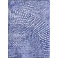 Photo of 3' X 5' Navy Blue Abstract Washable Non Skid Indoor Outdoor Area Rug