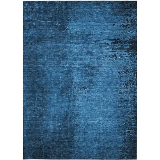 3' X 4' Navy Blue Abstract Washable Non Skid Indoor Outdoor Area Rug Photo 5