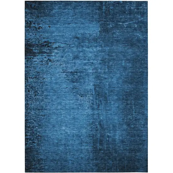 3' X 4' Navy Blue Abstract Washable Non Skid Indoor Outdoor Area Rug Photo 2