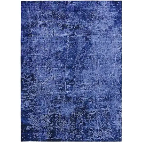 3' X 4' Navy Blue Abstract Washable Non Skid Indoor Outdoor Area Rug Photo 4