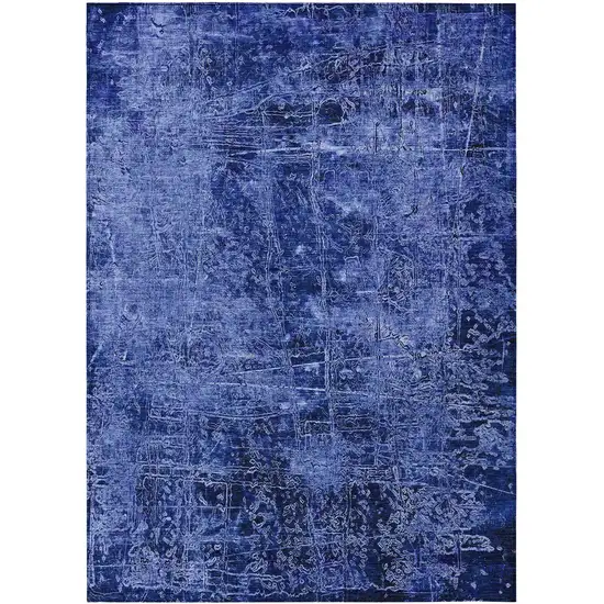 3' X 4' Navy Blue Abstract Washable Non Skid Indoor Outdoor Area Rug Photo 2