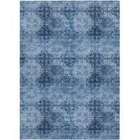 Photo of 3' X 5' Navy Blue Floral Medallion Washable Non Skid Indoor Outdoor Area Rug