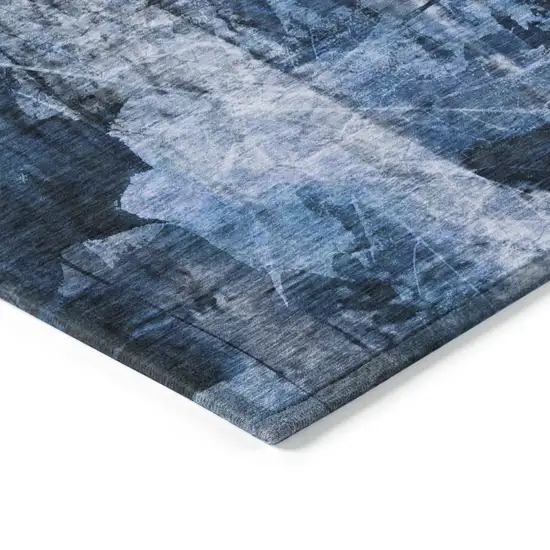 3' X 4' Navy Blue Floral Washable Non Skid Indoor Outdoor Area Rug Photo 7