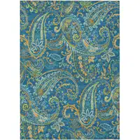 Photo of 3' X 5' Navy Blue Paisley Washable Non Skid Indoor Outdoor Area Rug