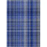 Photo of 3' X 5' Navy Blue Plaid Washable Non Skid Indoor Outdoor Area Rug