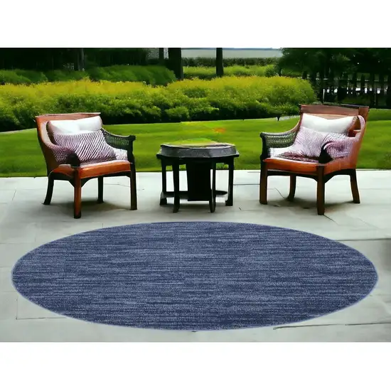 4' Blue Round Non Skid Indoor Outdoor Area Rug Photo 2