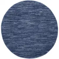 Photo of 4' X 4' Navy Blue Round Non Skid Indoor Outdoor Area Rug