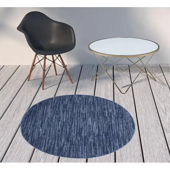 4' X 4' Navy Blue Round Non Skid Indoor Outdoor Area Rug Photo 2