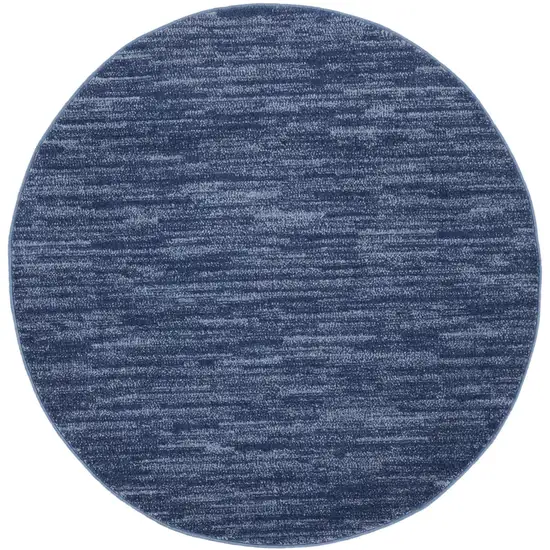 4' Blue Round Non Skid Indoor Outdoor Area Rug Photo 3