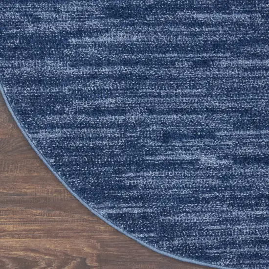 4' Blue Round Non Skid Indoor Outdoor Area Rug Photo 9