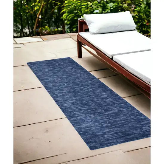 7' Blue Square Non Skid Indoor Outdoor Area Rug Photo 2