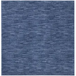 Photo of 7' X 7' Navy Blue Square Non Skid Indoor Outdoor Area Rug