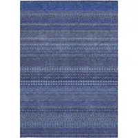 Photo of 3' X 4' Navy Blue Striped Washable Non Skid Indoor Outdoor Area Rug