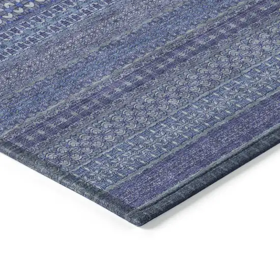 3' X 4' Navy Blue Striped Washable Non Skid Indoor Outdoor Area Rug Photo 6