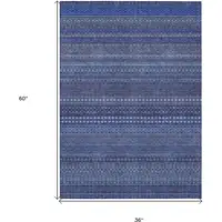 Photo of 3' X 5' Navy Blue Striped Washable Non Skid Indoor Outdoor Area Rug