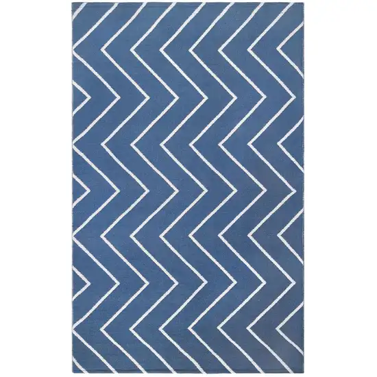 3' X 5' Navy Blue Waves Stain Resistant Indoor Outdoor Area Rug Photo 1