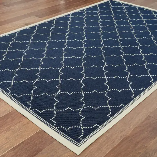 3' X 5' Navy Geometric Stain Resistant Indoor Outdoor Area Rug Photo 4