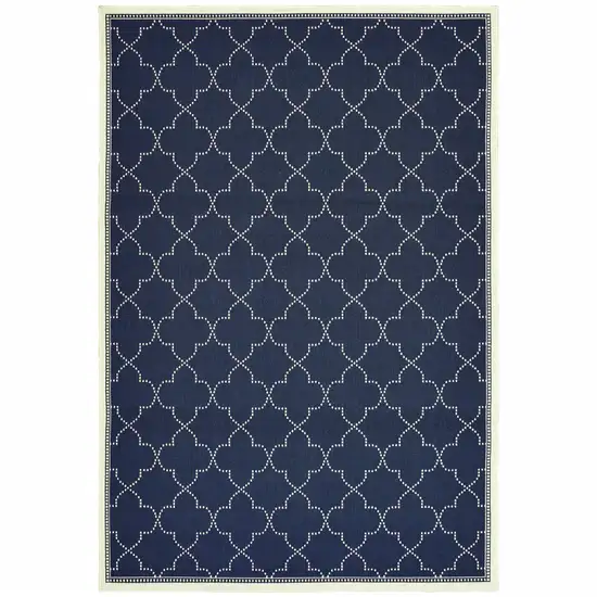 3' X 5' Navy Geometric Stain Resistant Indoor Outdoor Area Rug Photo 1