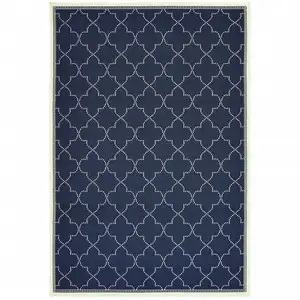 Photo of 3' X 5' Navy Geometric Stain Resistant Indoor Outdoor Area Rug