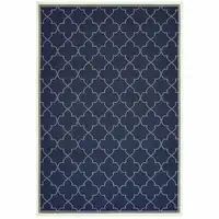 Photo of 3' X 5' Navy Geometric Stain Resistant Indoor Outdoor Area Rug