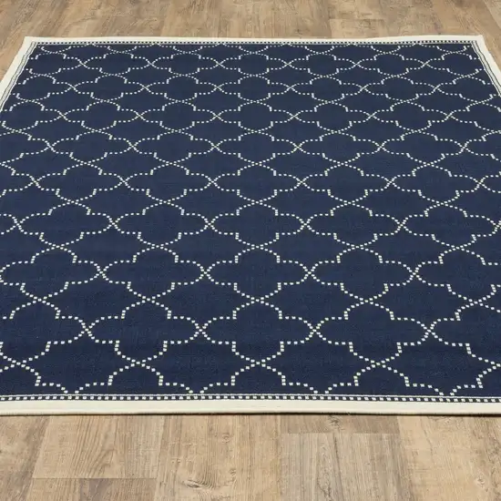 6' X 9' Navy Geometric Stain Resistant Indoor Outdoor Area Rug Photo 7