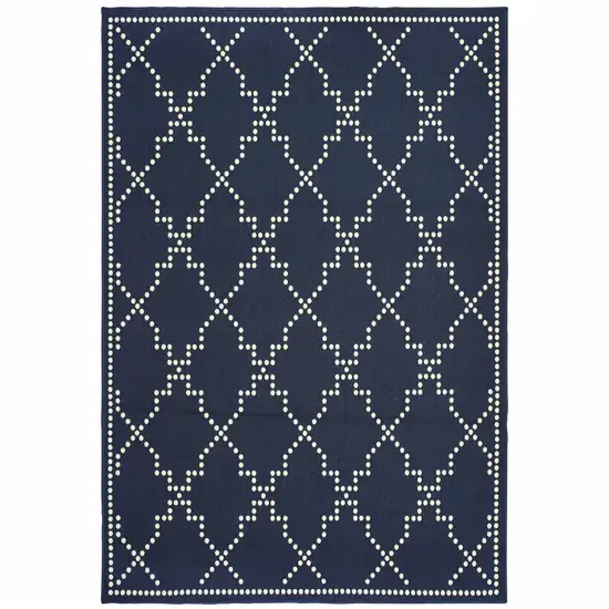 3' X 5' Navy Geometric Stain Resistant Indoor Outdoor Area Rug Photo 1