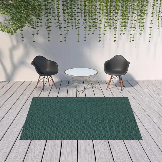 6' X 9' Navy Geometric Stain Resistant Indoor Outdoor Area Rug Photo 2