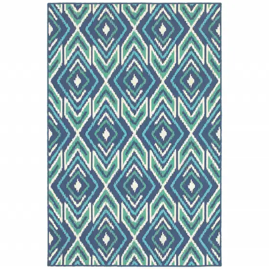 6' X 9' Navy Geometric Stain Resistant Indoor Outdoor Area Rug Photo 1