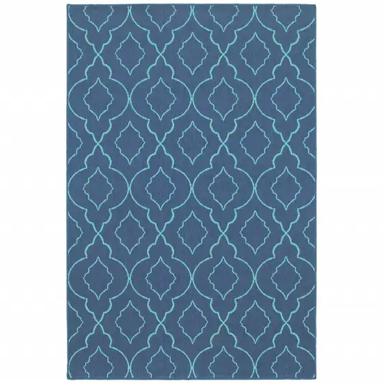 6' X 9' Navy Geometric Stain Resistant Indoor Outdoor Area Rug Photo 1