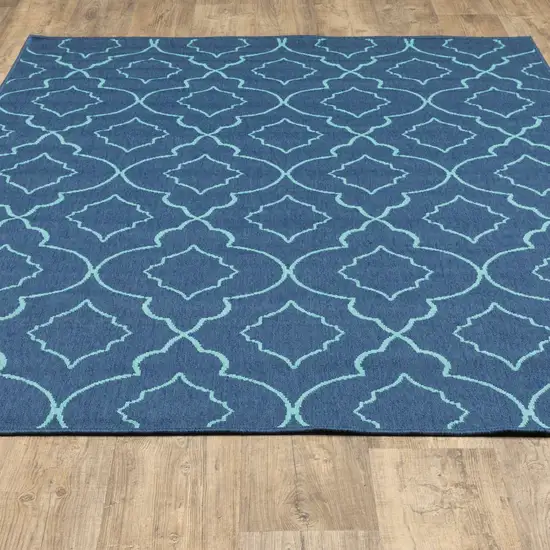 6' X 9' Navy Geometric Stain Resistant Indoor Outdoor Area Rug Photo 8