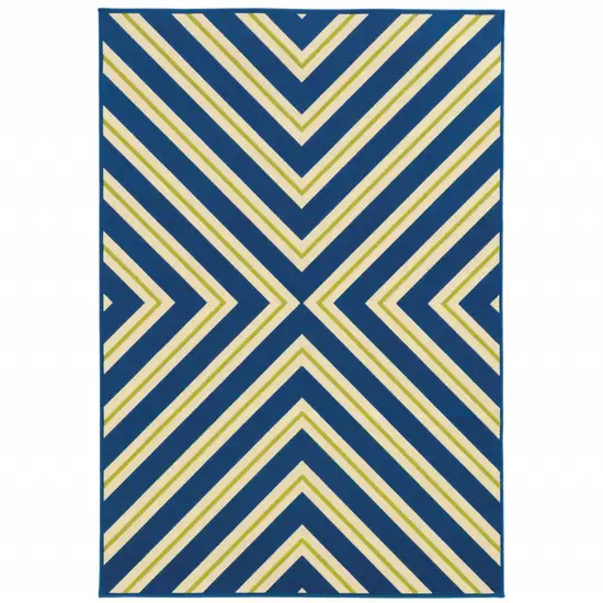 3' X 5' Navy Geometric Stain Resistant Indoor Outdoor Area Rug Photo 1