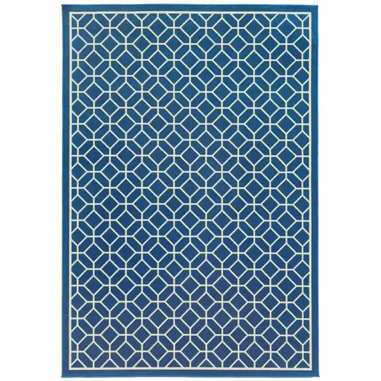 3' X 5' Navy Geometric Stain Resistant Indoor Outdoor Area Rug Photo 1