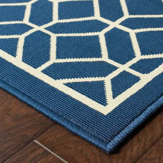 3' X 5' Navy Geometric Stain Resistant Indoor Outdoor Area Rug Photo 3